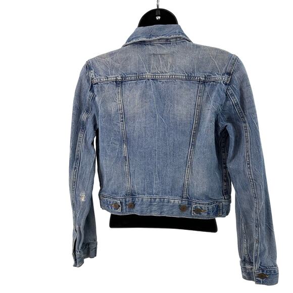 Levi's Distressed Aged Vintage Wash Jean Shirt/Jacket Women's S Blue Button-Up - Picture 4 of 10